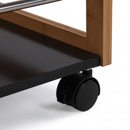 CHARIOT 3 NIVEAUX NOIR BAMBOU AVEC ROUES