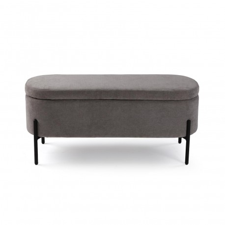 BANC DE LIT TAPISSÉ GRIS FONCÉ