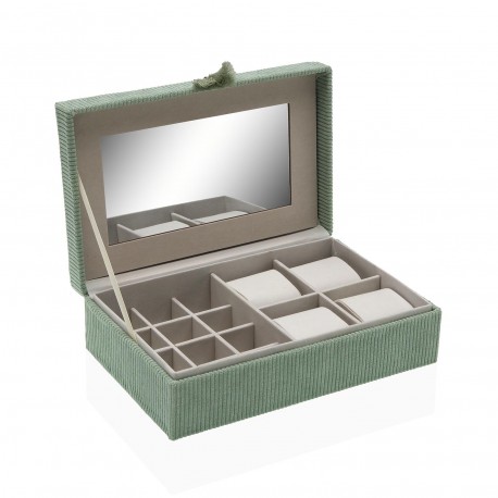 BOÎTE À BIJOUX VELOURS VERT AVEC MIROIR