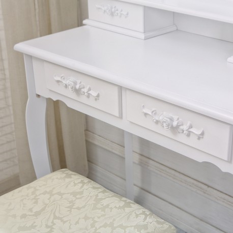 COIFFEUSE BLANCHE AVEC TABOURET ET LED SPARKLE