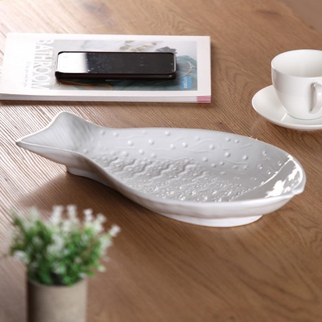 STATUETTE CÉRAMIQUE POISSON BLANC