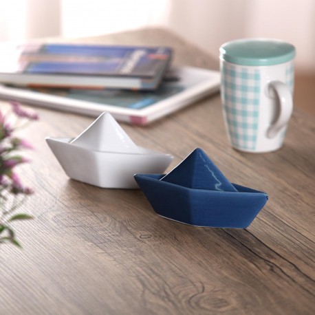 STATUETTE BATEAU CÉRAMIQUE BLANC