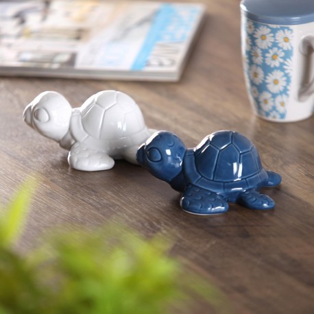 STATUETTE CÉRAMIQUE TORTUE MARINE BLANCHE