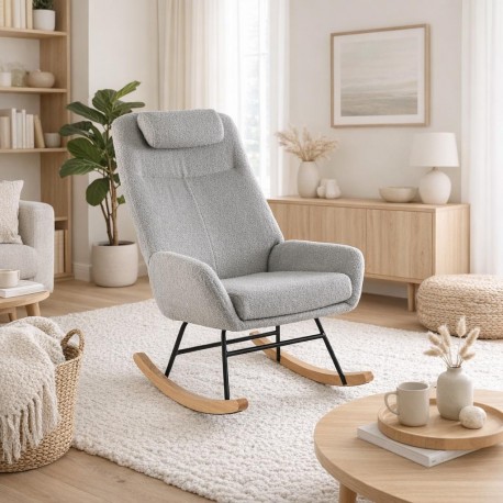 ROCKING CHAIR AVEC COUSSIN GRIS
