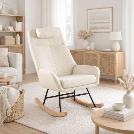 ROCKING CHAIR AVEC COUSSIN BEIGE