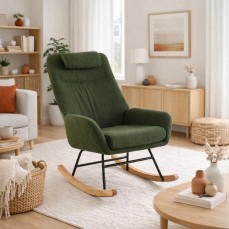 ROCKING CHAIR AVEC COUSSIN VERT
