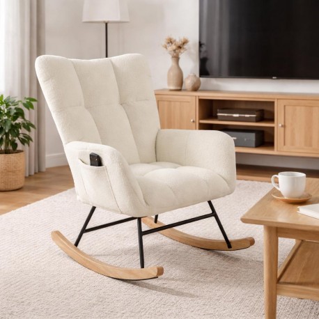 ROCKING CHAIR AVEC ACCOUDOIRS BEIGE
