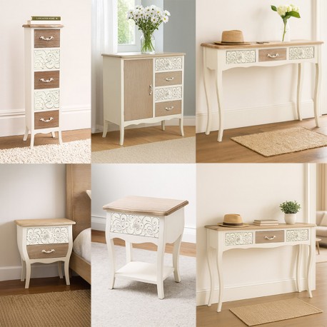 TABLE DE NUIT RUSTIQUE BLANCHE