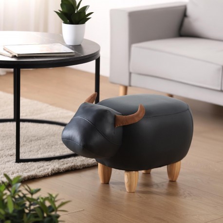 POUF TAUREAU NOIR