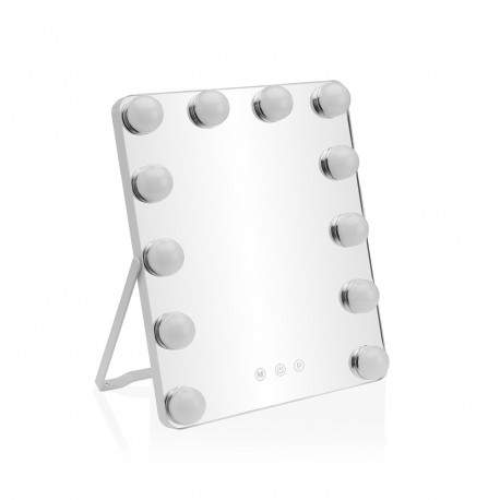 MIROIR RECTANGULAIRE LED 12 LUMIÈRES AVEC SUPPORT