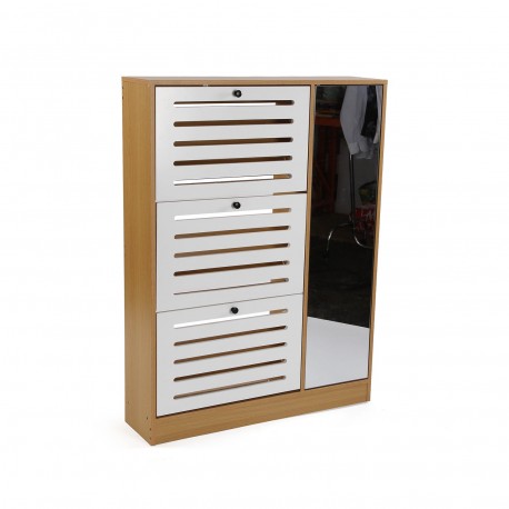 MEUBLE À CHAUSSURES 3 PORTES MIROIR