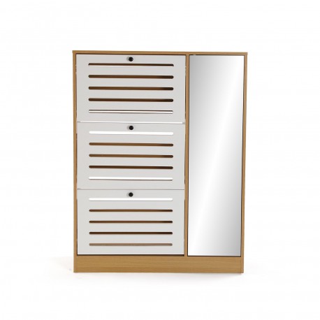 MEUBLE À CHAUSSURES 3 PORTES MIROIR