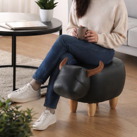 POUF TAUREAU NOIR