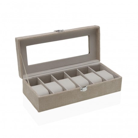 BOÎTE EN VELOURS BEIGE POUR 6 MONTRES