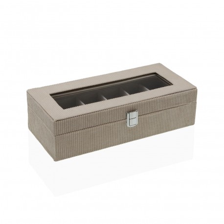 BOÎTE EN VELOURS BEIGE POUR 6 MONTRES
