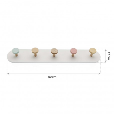 PORTE-MANTEAU MURAL PASTEL 5 CROCHETS