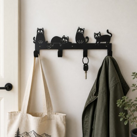 PORTE-MANTEAU CHATS KIBU NOIR