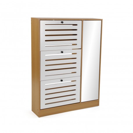MEUBLE À CHAUSSURES 3 PORTES MIROIR