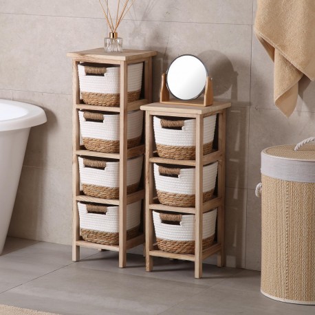 COMMODE SALLE DE BAIN 3 PANIERS BLANC