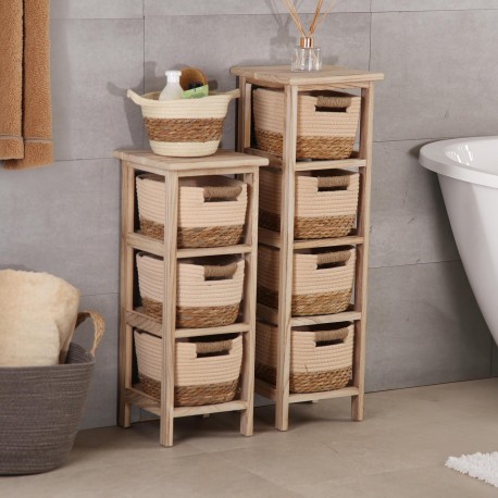 COMMODE SALLE DE BAIN 3 PANIERS BEIGE