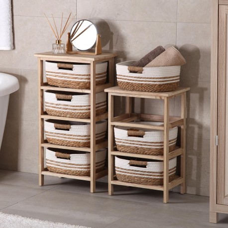 COMMODE SALLE DE BAIN 3 PANIERS BLANC