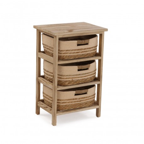 COMMODE SALLE DE BAIN 3 PANIERS BEIGE