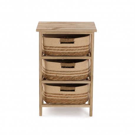 COMMODE SALLE DE BAIN 3 PANIERS BEIGE