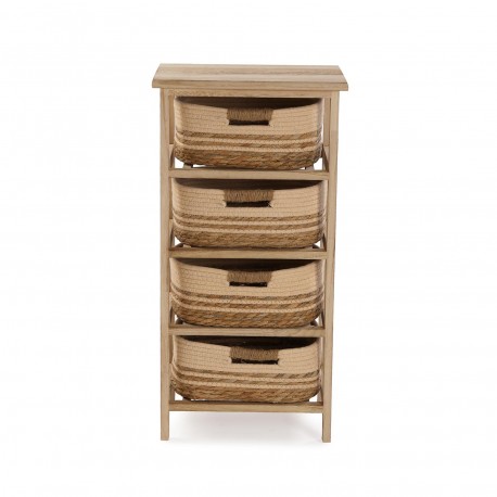 COMMODE SALLE DE BAIN 4 PANIERS BEIGE
