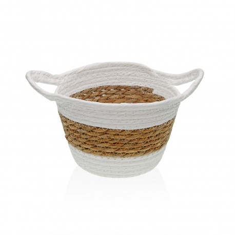 PANIER FIBRE VÉGÉTALE ANSES BLANC 19CM