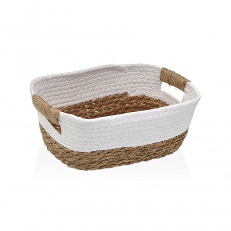 PANIER FIBRE VÉGÉTALE ANSES BLANC 27X20