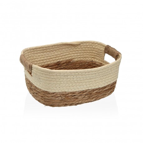 PANIER FIBRE VÉGÉTALE ANSES BEIGE 27X20