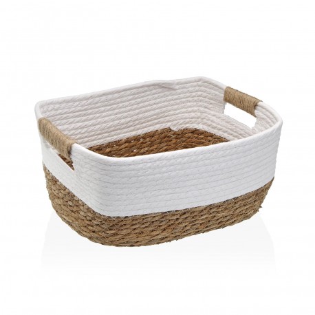 PANIER FIBRE VÉGÉTALE ANSES BLANC 31X23