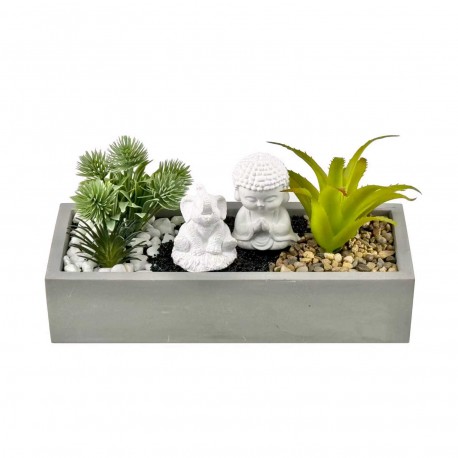 POT CIMENT BLANC PLANTE ÉLÉPHANT BOUDDHA