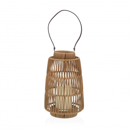 LANTERNE LED AVEC BOUGIE 27 CM LUMIA MARRON
