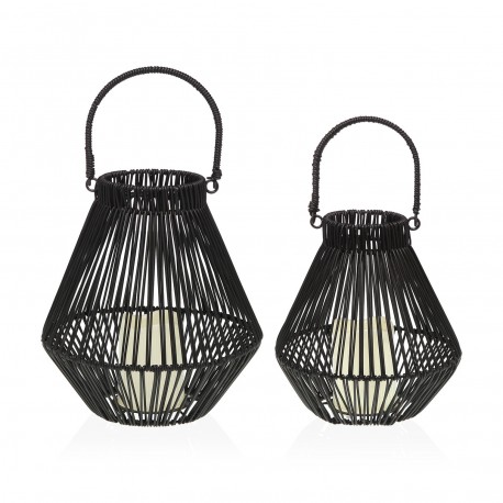 LANTERNE LED AVEC BOUGIE 23 CM NORELA NOIR