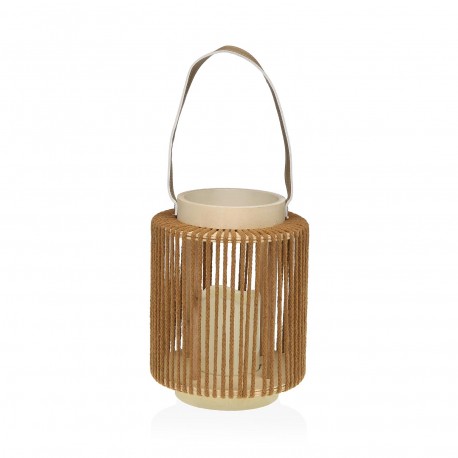 LANTERNE LED AVEC BOUGIE 25 CM ORAYA MARRON