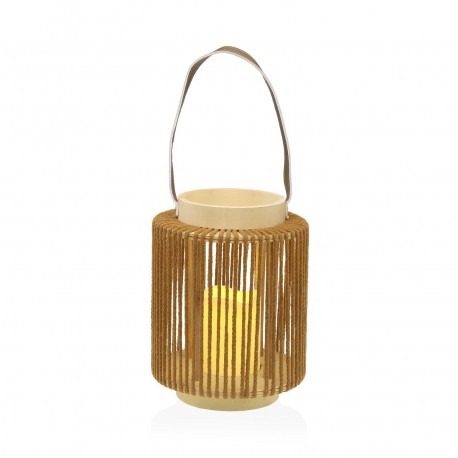 LANTERNE LED AVEC BOUGIE 25 CM ORAYA MARRON