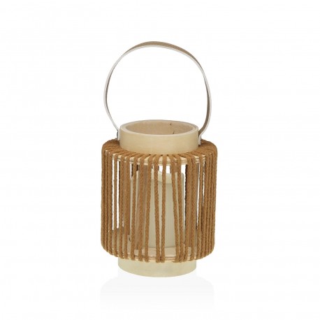 LANTERNE LED AVEC BOUGIE 18 CM ORAYA MARRON