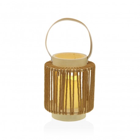 LANTERNE LED AVEC BOUGIE 18 CM ORAYA MARRON