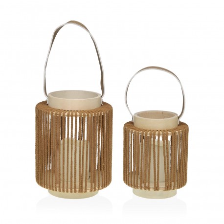LANTERNE LED AVEC BOUGIE 18 CM ORAYA MARRON