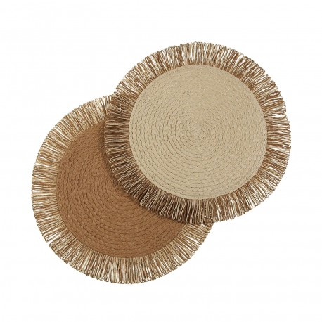 SET DE TABLE À FRANGE MARRON