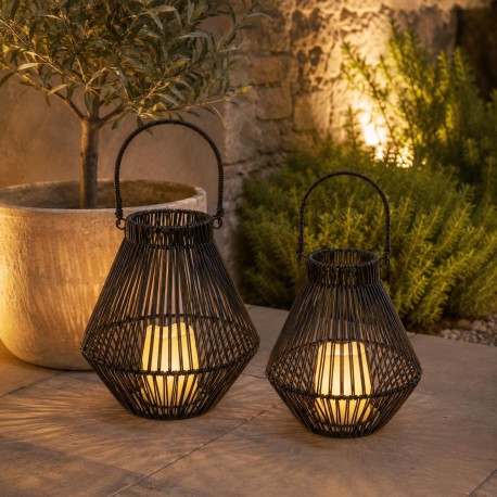 LANTERNE LED AVEC BOUGIE 23 CM NORELA NOIR