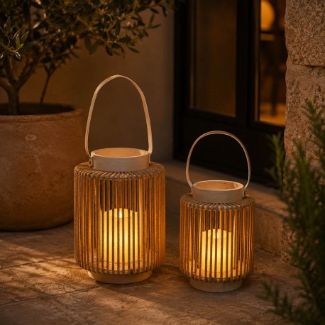 LANTERNE LED AVEC BOUGIE 18 CM ORAYA MARRON