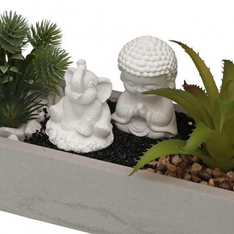 POT CIMENT BLANC PLANTE ÉLÉPHANT BOUDDHA