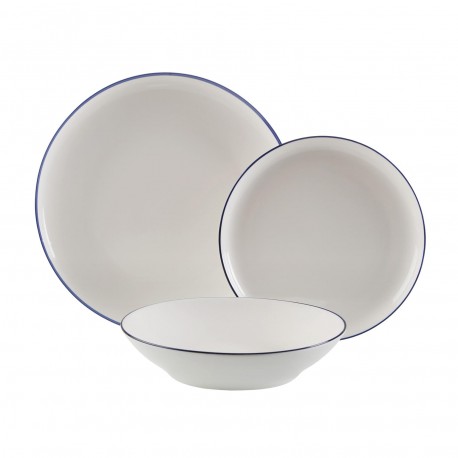 SERVICE 18 PIÈCES BORDEAUX BLEU