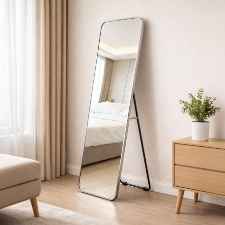 MIROIR SUR PIED ARGENTÉ AVEC SUPPORT