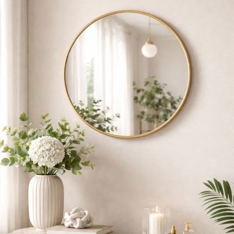 MIROIR MURAL CADRE ALUMINIUM DORÉ