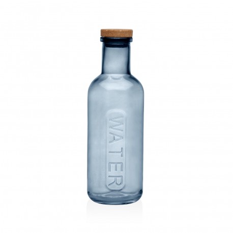 BOUTEILLE VERRE BLEU AVEC COUVERCLE LIÈGE