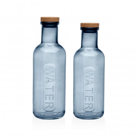 BOUTEILLE VERRE BLEU AVEC LIÈGE