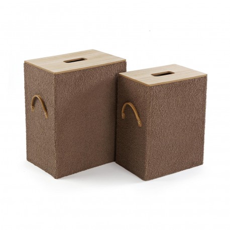 SET DE 2 PANIERS À LINGE MARRON